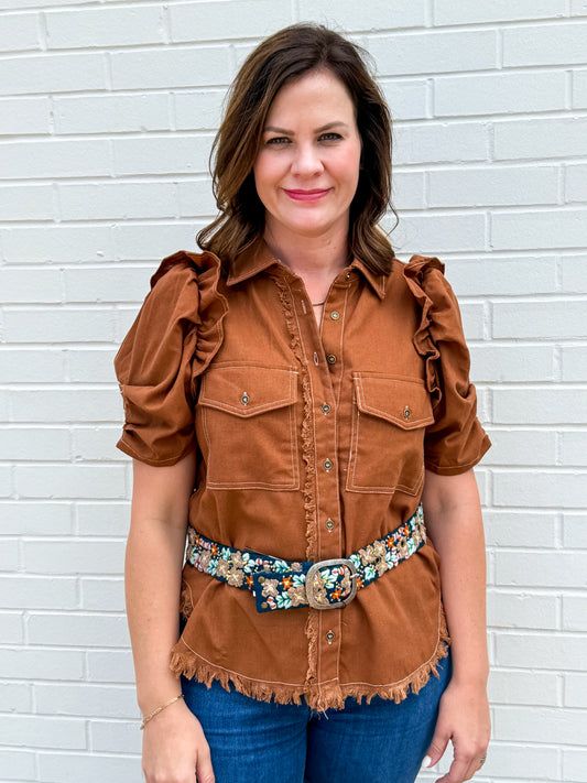 Copper Ruffle Top