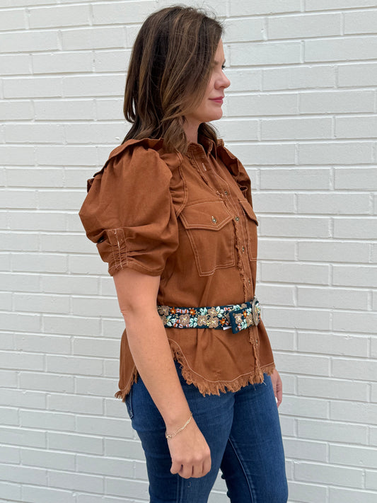 Copper Ruffle Top