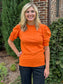 Orange Sparkle Statement Puff Sleeve Sweater