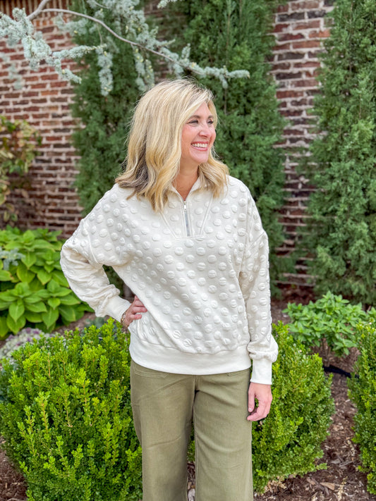 Snowfall Dot Zip Pullover