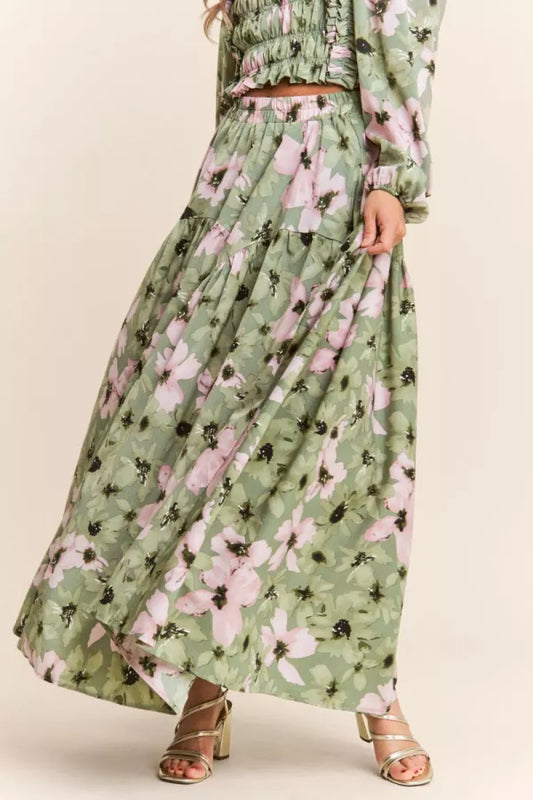 Garden Whisper Tiered Maxi Skirt