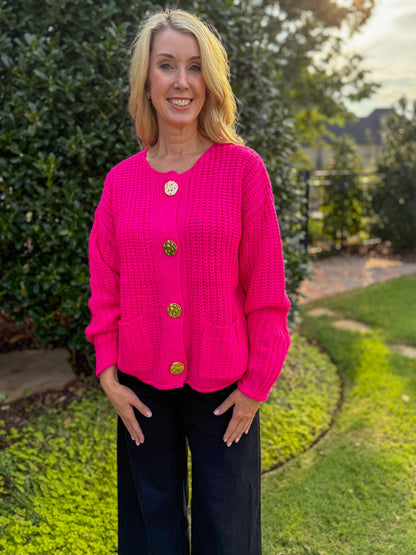 Hot Pink Golden Meadow Cardigan