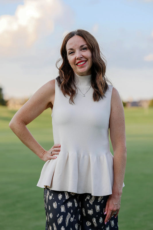 French Vanilla Whisper Peplum Top