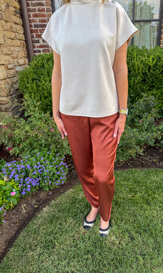Cinnamon Spiced Satin Pants