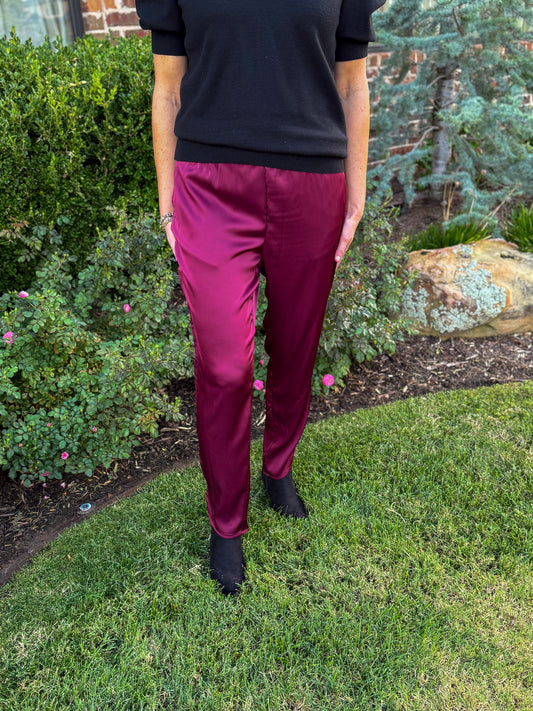 Merlot Satin Pants