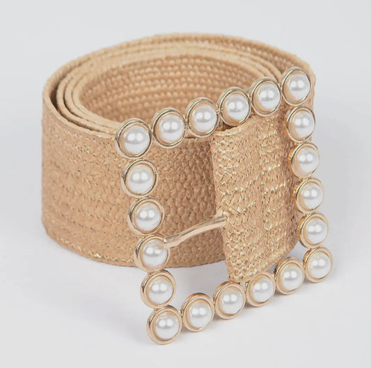 Opulence Wide Pearl Buckle Belt