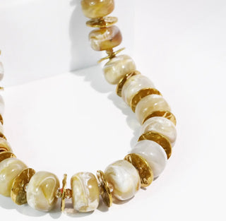 Golden Marble Statement Necklace