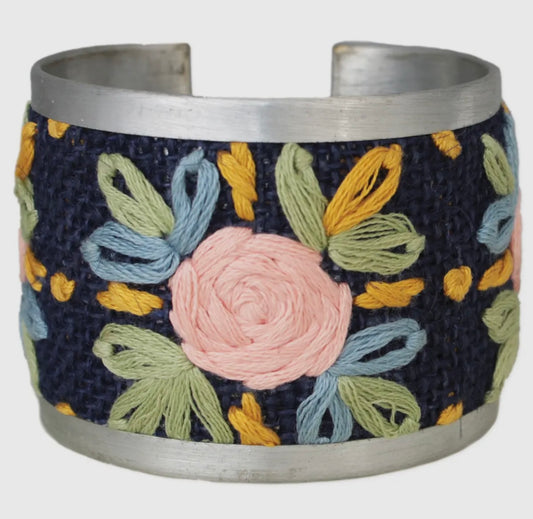 Navy Floral Cuff Bracelet