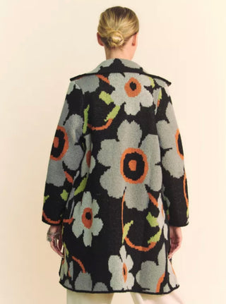 Black Floral Button Down Cardigan