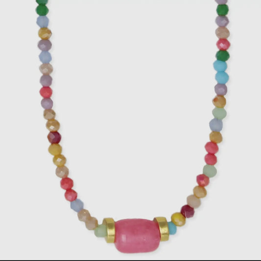 Multi Bead Barrel Necklace