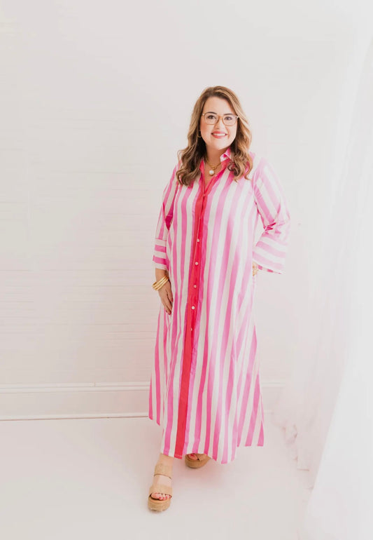 Pink Stripe Cabana Caftan