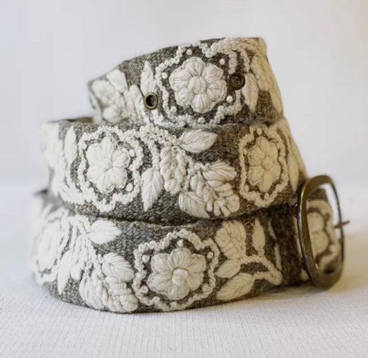 Ivory Ash Embroidered Belt