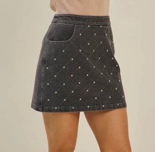 Embellished Denim Skirt