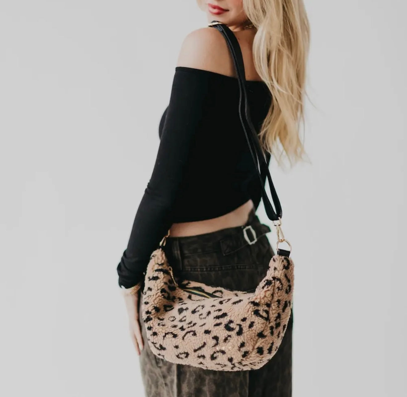 Leopard Sherpa Crossbody