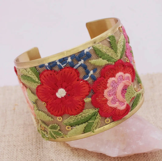 Red Floral Embroidered Cuff