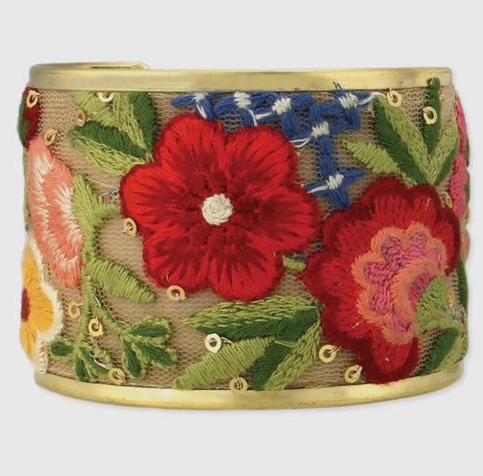 Red Floral Embroidered Cuff