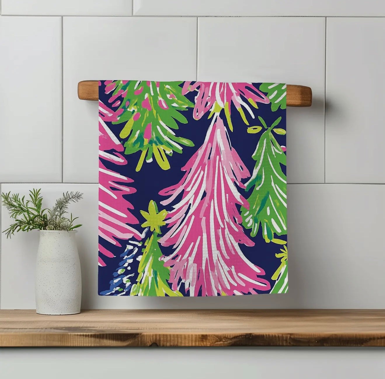 Navy Christmas Kitchen Towel