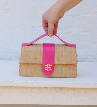Waverly Clutch – Natural & Hot Pink