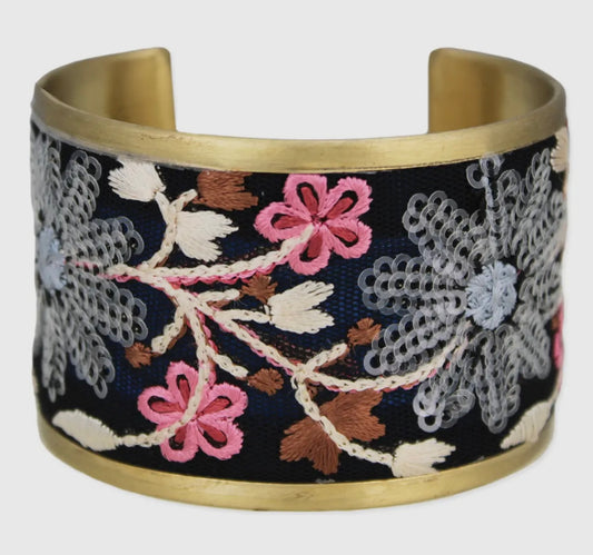 Black/Pink Gold Cuff Bracelet
