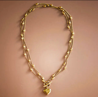 Golden Heart Layered Necklace