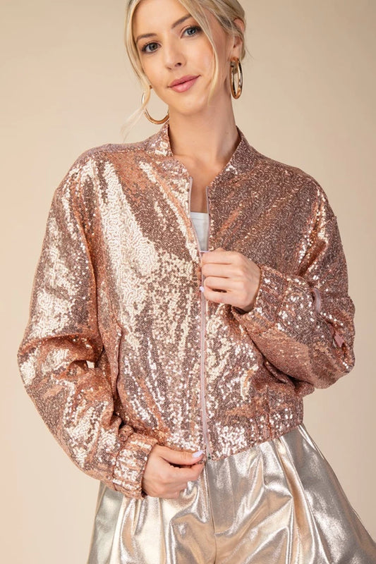 Rose Gold Bomber Jacket