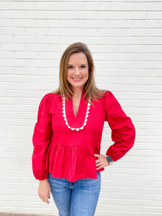 Crimson Peplum Top