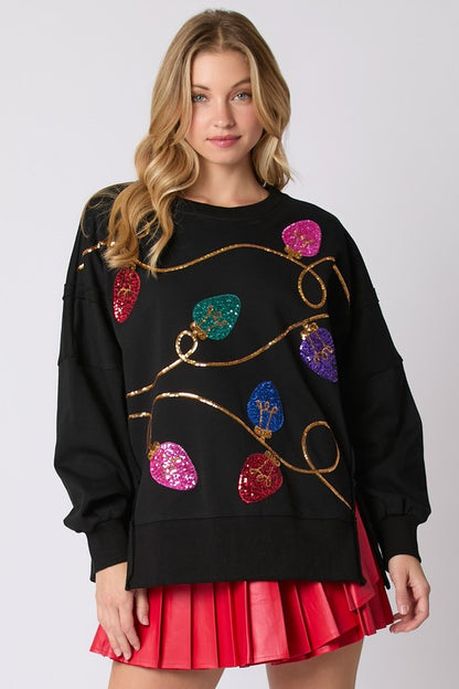 Sequin Lightbulb Christmas Sweatshirt