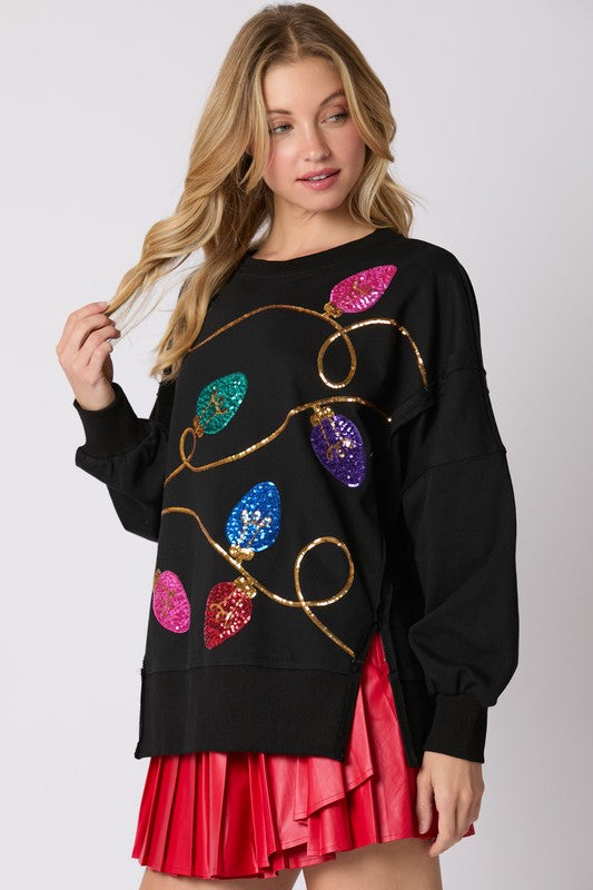 Sequin Lightbulb Christmas Sweatshirt