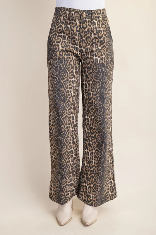 Cheetah Chic Wide Leg Jeans