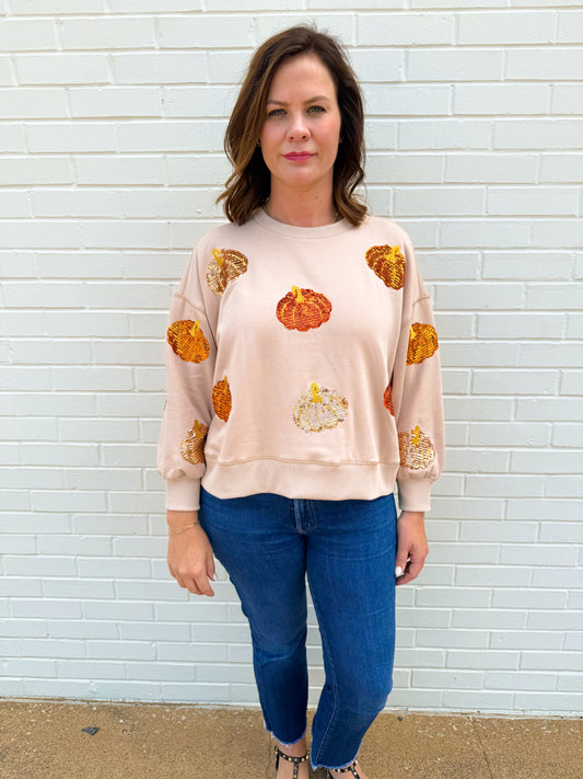 Pumpkin Glow Sequin Sweatshirt