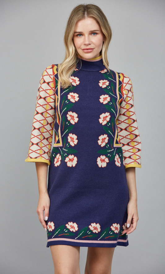 Festive Tapestry Sweater Dress