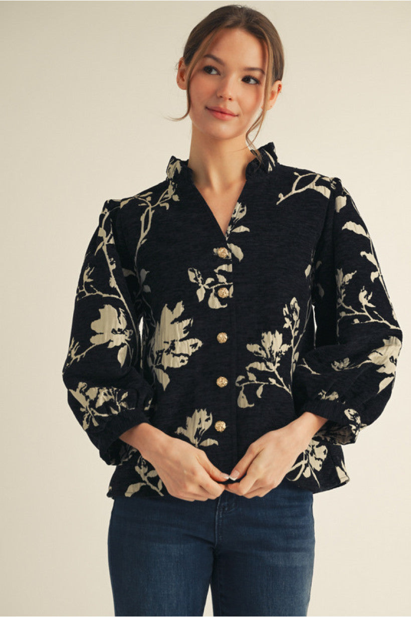 Winter Bloom Jacquard Top