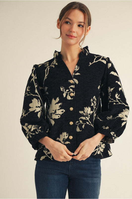 Winter Bloom Jacquard Top