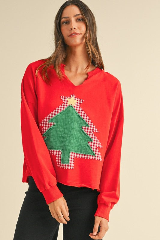 Festive Tree Patch Pullover