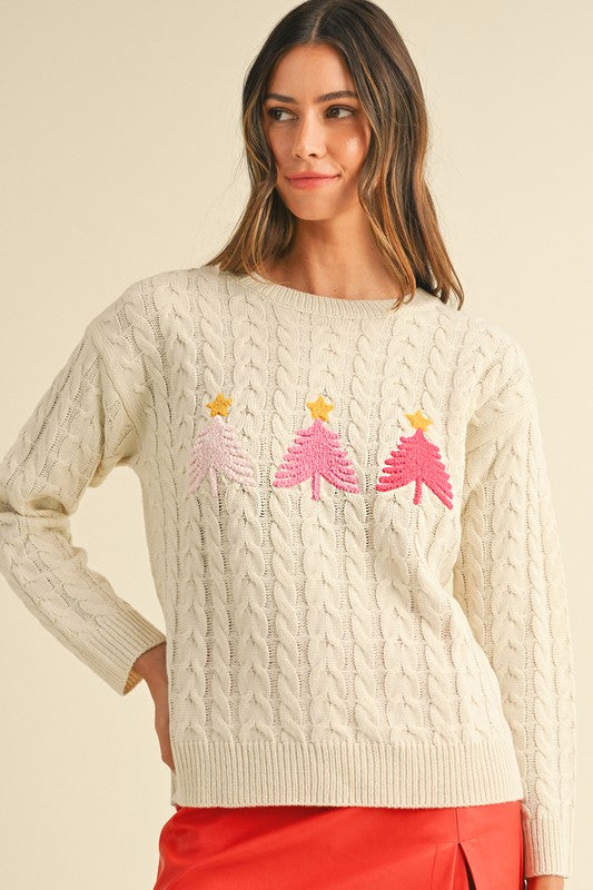 Pink Tree Holiday Sweater