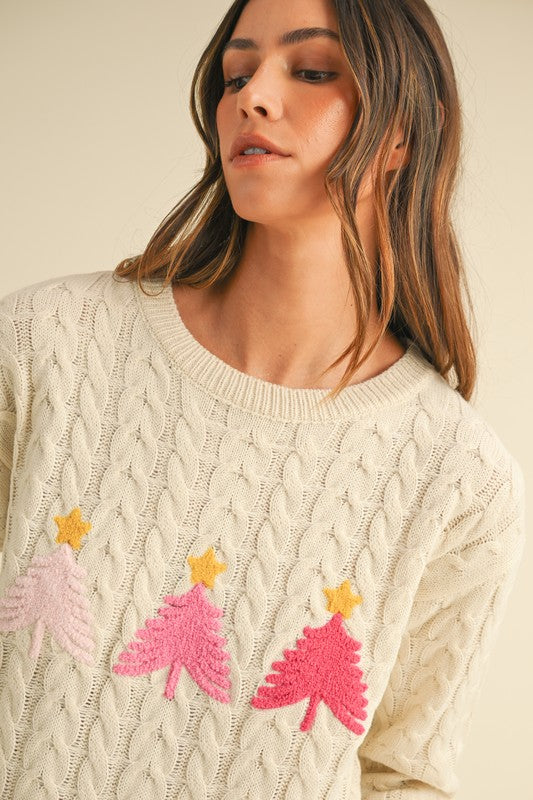 Pink Tree Holiday Sweater