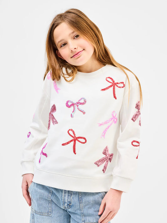 Girl’s Sugarplum Bow Sweatshirt