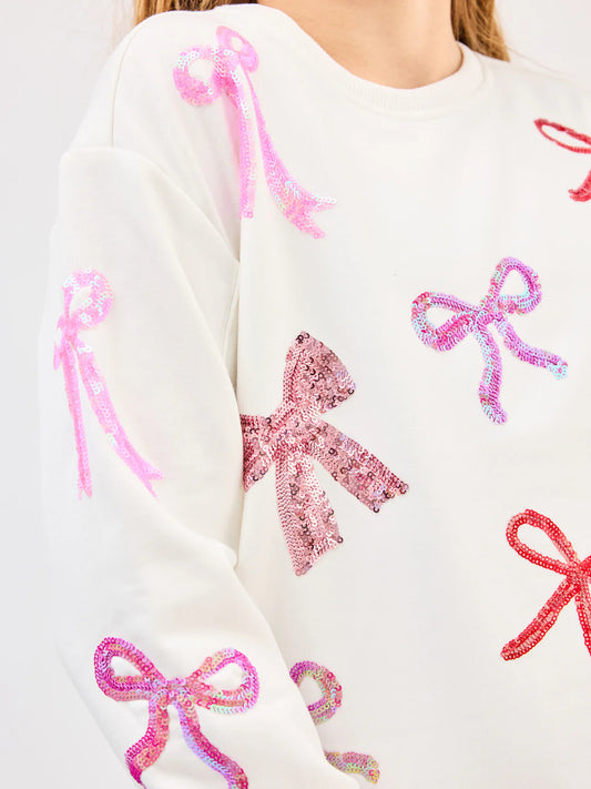 Girl’s Sugarplum Bow Sweatshirt