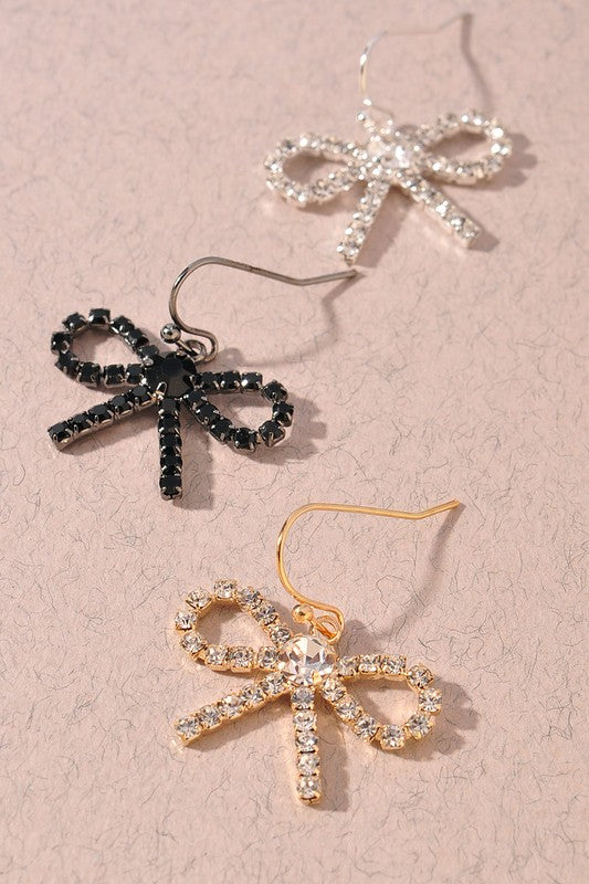 Rhinestone Bow Earrings