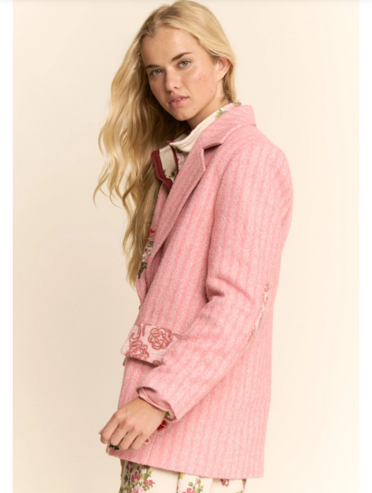 Rosalie Embroidered Herringbone Blazer