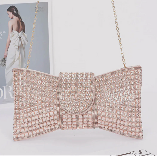 Glam Bow Rhinestone Clutch