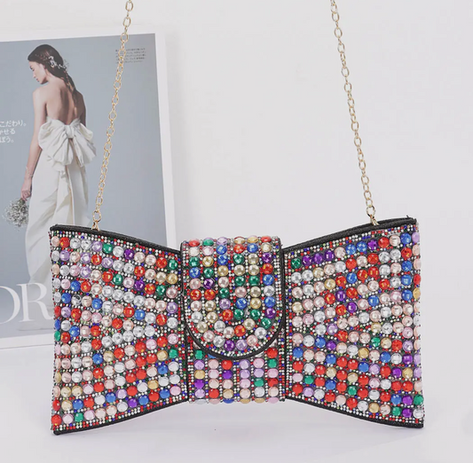 Glam Bow Rhinestone Clutch