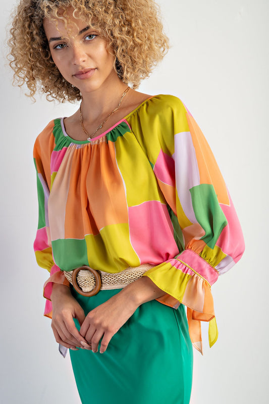 Plus Size Geo Print Blouse