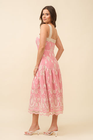 Embroidered Midi Dress