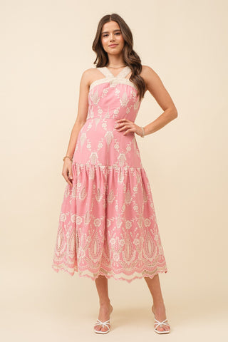 Embroidered Midi Dress