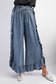 Plus Size Ruffle Chambray Pants