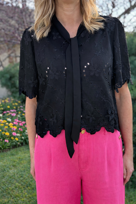 Midnight Eyelet Top