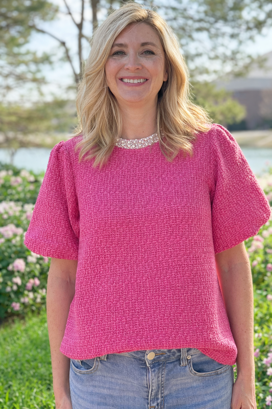 Blushing Pearl Tweed Top