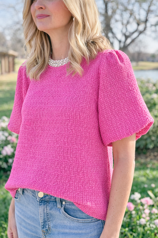 Blushing Pearl Tweed Top