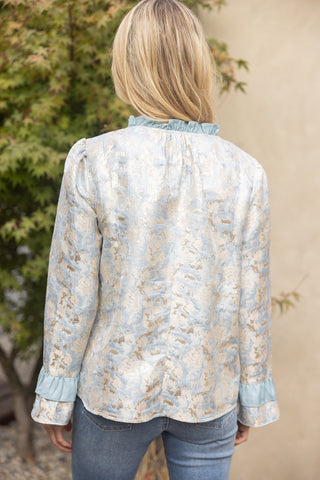 Slate Blue Floral Blouse